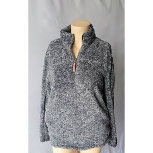 Alpine Sherpa‎ Fleece Pullover Jacket Charcoal Gray Quarter Zip Size M